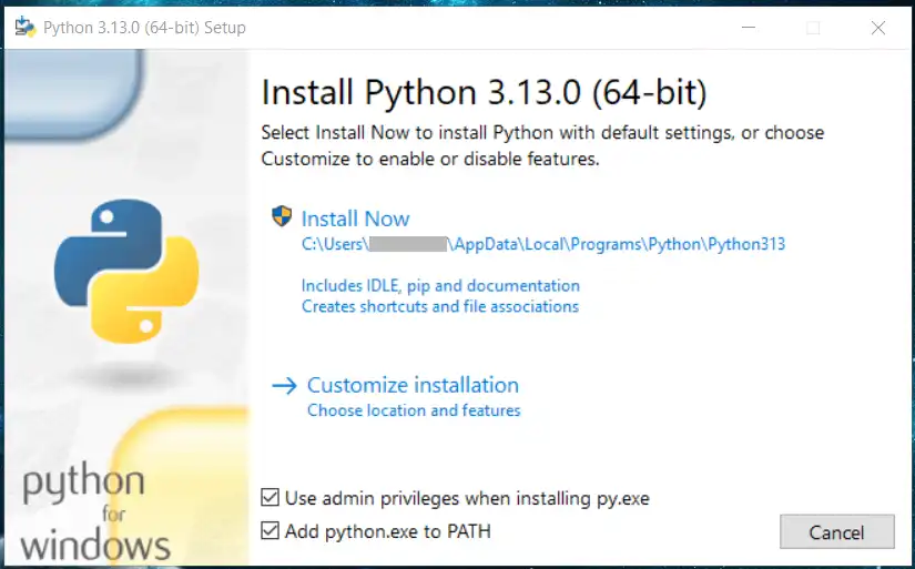 Python installer image