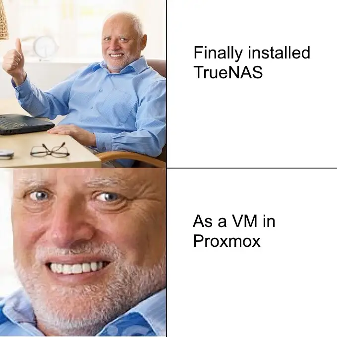 Finally installed TrueNAS in Proxmox meme